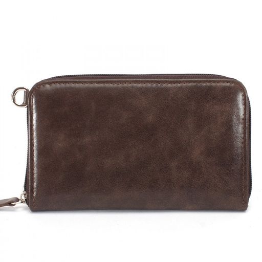 Портмоне/клатч муж Croco-1301 натуральная кожа 3 отд, 1 карм (рем-петля+плеч рем), коричневый тем крек (225) 228588  фото 2