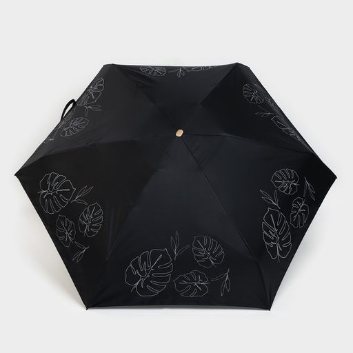 Зонт женский механический «Тропические листья», 6 спиц, складывается в размер телефона