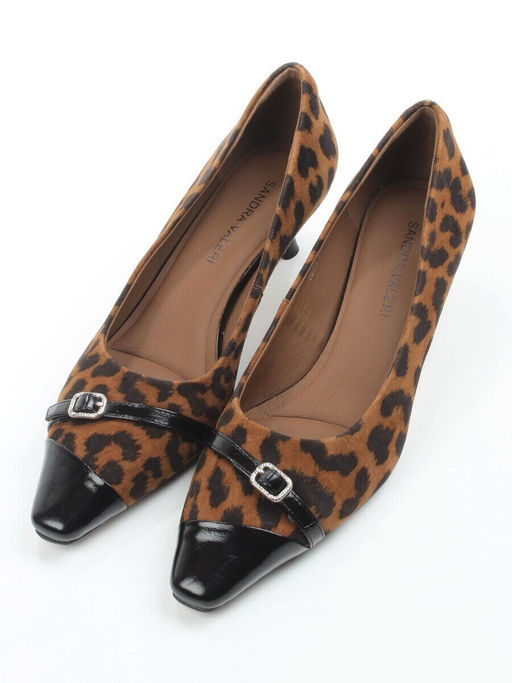 06-P3131 BLACK/LEOPARD Туфли женские (натуральная замша, натуральная кожа)
