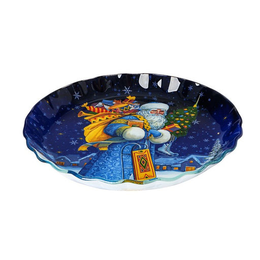 Блюдо стеклянное сервировочное Доляна Дед Мороз, d=19 см  фото 2