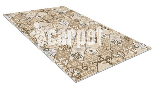 Коврик вырезной icarpet PRINT антискользящий (137) "Плитка Карфаген" 100х150 бежевый с серым S