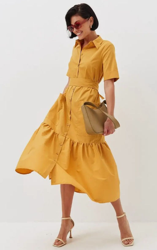 Платье хлопок OD-791-4 горчица OD-791-4