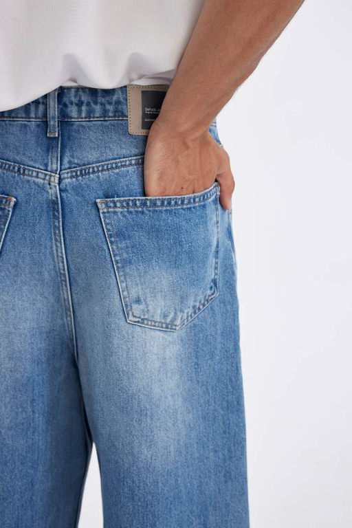 Широкий мешковатый крой, широкий узор, нормальная талия, широкие джинсовые брюки - Defacto фото 9