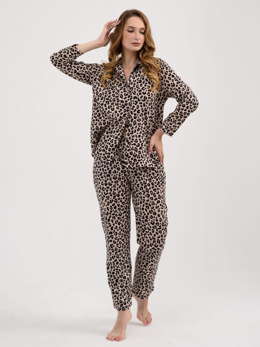 Пижама Оптима Энимал хлопок бежевая  фото 43