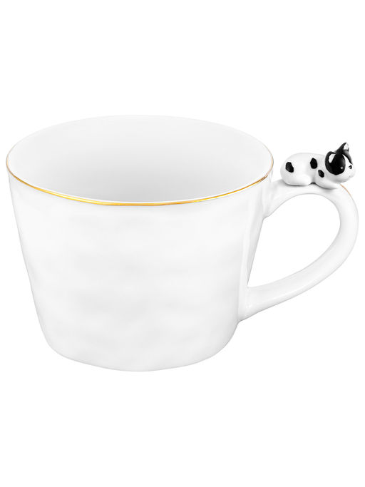 Кружка 300 мл 14*10*7,5 см "Бульдог" белый с золотом, фарфор