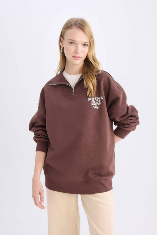 Классический простой свитшот широкого кроя Cool Oversize - Defacto фото 3