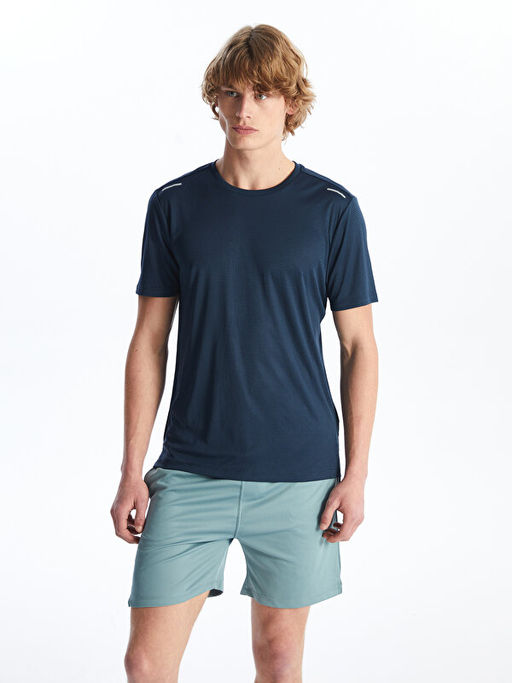 Bisiklet Yaka K?sa Kollu Erkek Spor Dokulu Ti??rt - Waikiki фото 2