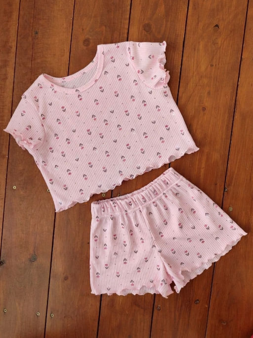 Пижама Пружинка топ с шортами 33069 розовые цветы