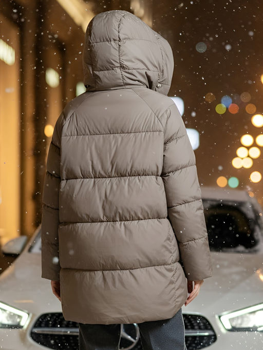 Куртка двубортная женская зимняя с капюшоном коричневого цвета 7736K Бренд: Visdeer  фото 30