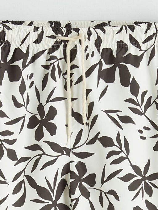 Yaprak ve ?i?ek Desenli Erkek Y?zme ?ort