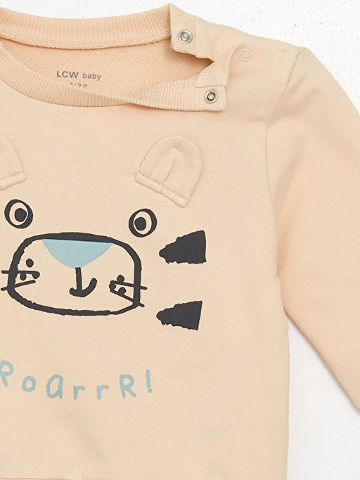 Bask?l? Erkek Bebek Sweatshirt