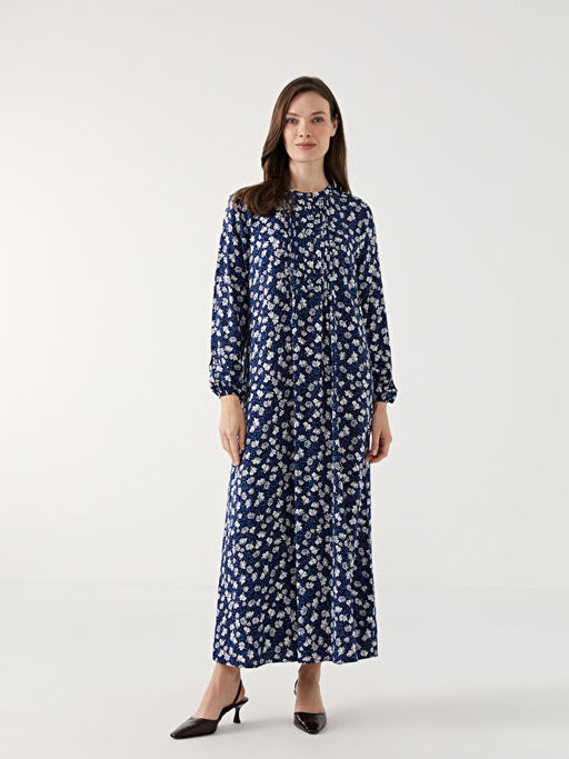 Bisiklet Yaka ?i?ekli Elbise