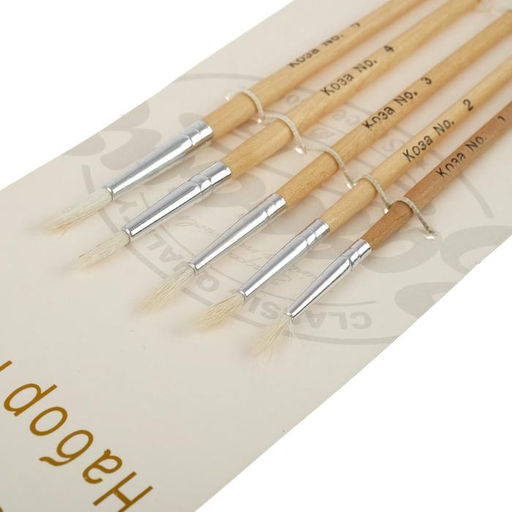 Набор кистей для рисования, коза, 5 штук: № 1, 2, 3, 4, 5, круглые, деревянная ручка, международный размер