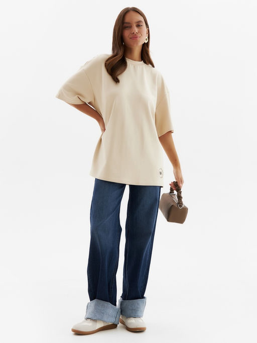 Футболка женская MINAKU, over size (44-48), бежевая