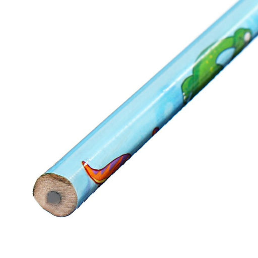 Цена за 12 шт. Карандаш чернографитный НВ с ластиком, корпус круглый, Динозаврики - Calligrata фото 3