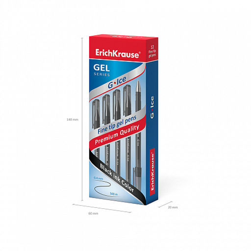 Цена за 12 шт. Ручка гелевая ErichKrause G-Ice Stick Original 0.5, цвет чернил синий (в коробке по 12 шт.) фото 10