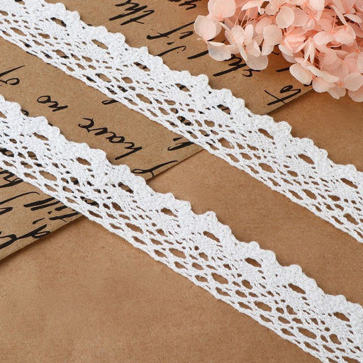 Кружево вязаное, 25 мм, 15±1 м, белое