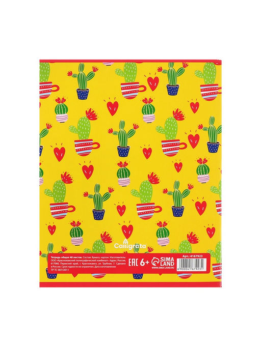 Комплект тетрадей из 5 шт Кактус, 48 листов, в клетку, обложка мелованный картон, блок офсет - Calligrata фото 12