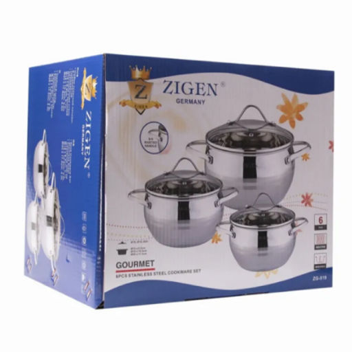 519 Набор кастрюль ZG (3пр полусф.2,1/3,1/4,1л мет.ручк.стекл.кр) ZIGEN (х4) - Mayer&boch фото 5