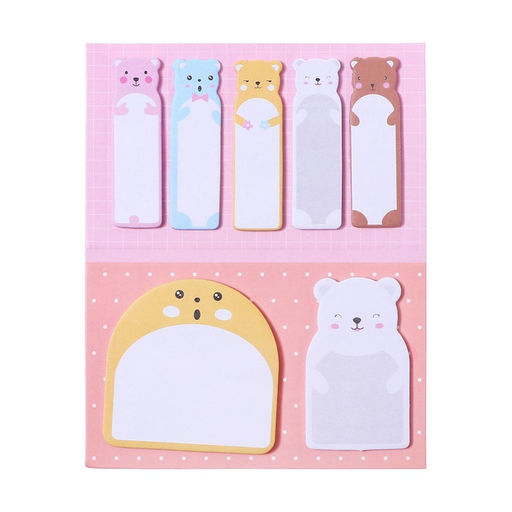 Блок-закладки с липким краем, 20 листов, 7 цветов, 57×17 мм, 60×60 мм, 57×36 мм «Мишки»