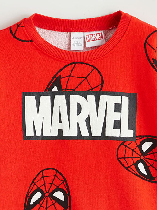 Bisiklet Yaka Marvel Bask?l? Erkek ?ocuk Sweatshirt