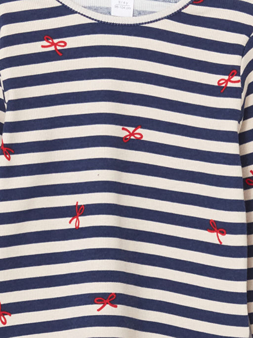 Bisiklet Yaka ?izgili K?z ?ocuk Ti??rt