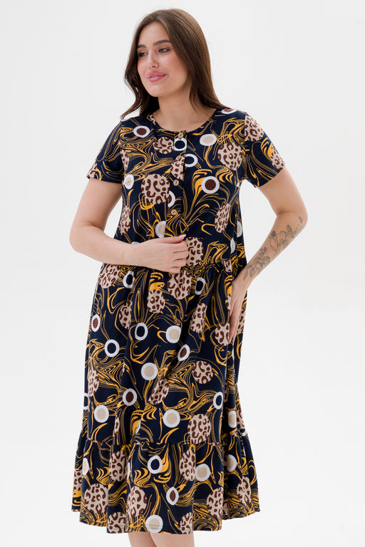 Платье женское из кулирки Кармелита 2 кофе на синем - Амадэль фото 9