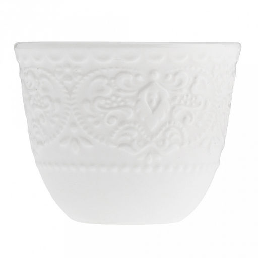"Русь" Подставка под яйцо фарфоровая 90мл, д6,2х5,1см, белый, рельефный декор (Китай)