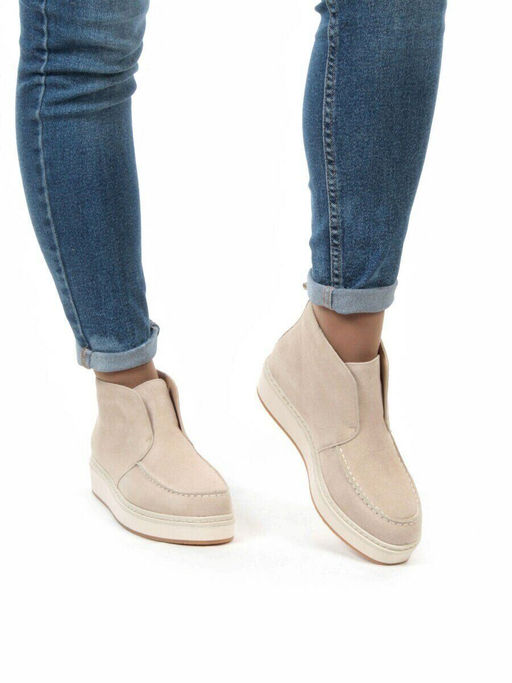 01-5173-5 BEIGE Ботинки демисезонные (натуральная замша, байка)