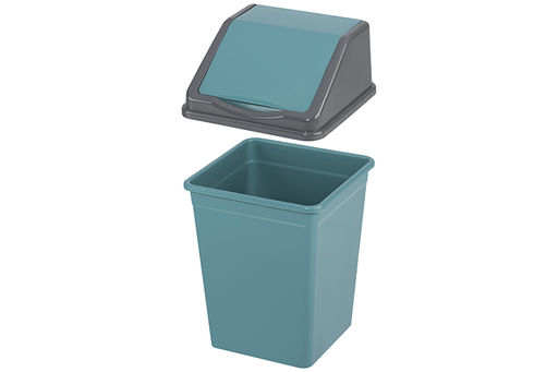 Ведро для мусора с подвижной крышкой 16 л 26*26*43 см квадратное бирюзовый/серый (941655) - Elan gallery фото 7