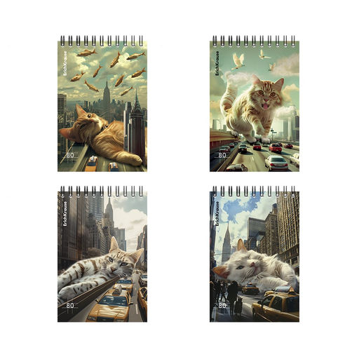 Цена за 2 шт. Блокнот А6 80л. на гребне "Big City Cats" ("ErichKrause", 63385)