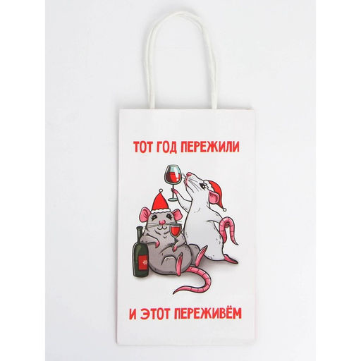 Набор пакетов новогодних крафтовых 5 штук «С Новым годом тебя!», 21 × 12 × 9 см