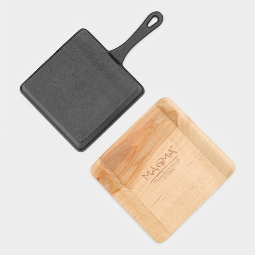 Сковорода Magma «Ханой», 23×13.5×3.5 см, на деревянной подставке, индукция, чугун, чёрная