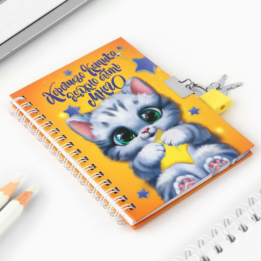 Блокнот на замочке Хорошего котика должно быть много, 50 листов. - Artfox фото 2