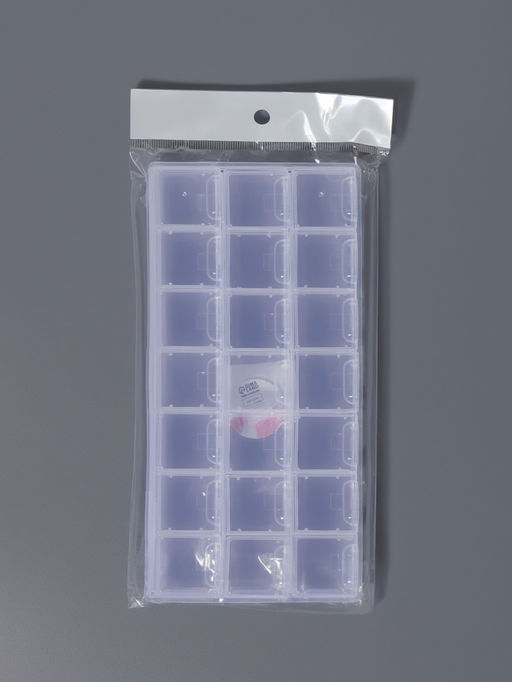 Цена за 4 шт. Органайзер для хранения мелочей, 21 отделение, 21.5×10.5×1.9 см, прозрачный