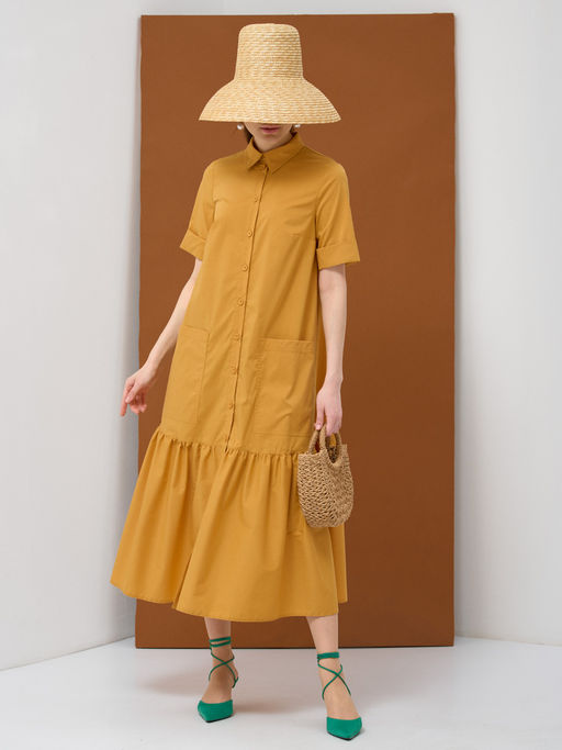 Платье хлопок OD-791-4 горчица OD-791-4