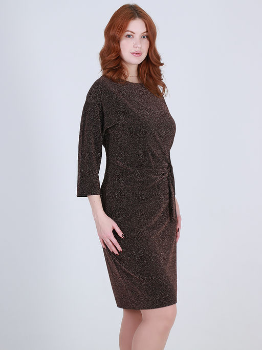 Платье с люрексом коричневое - Almond фото 3