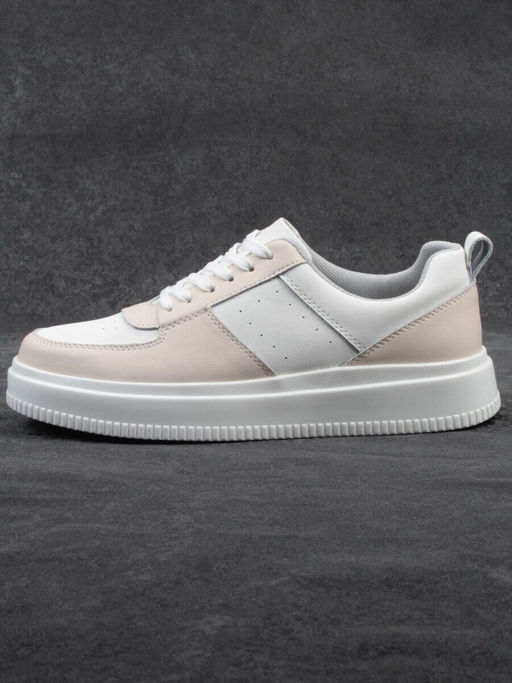 03-YJ425-1 WHITE/BEIGE Полуботинки спортивные женские (натуральная кожа)