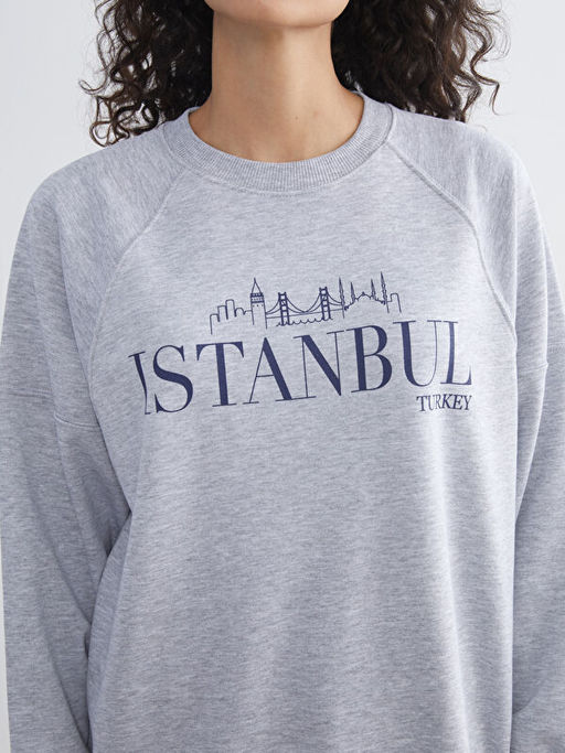 ?stanbul Bask?l? Oversize Kad?n Sweatshirt Tunik