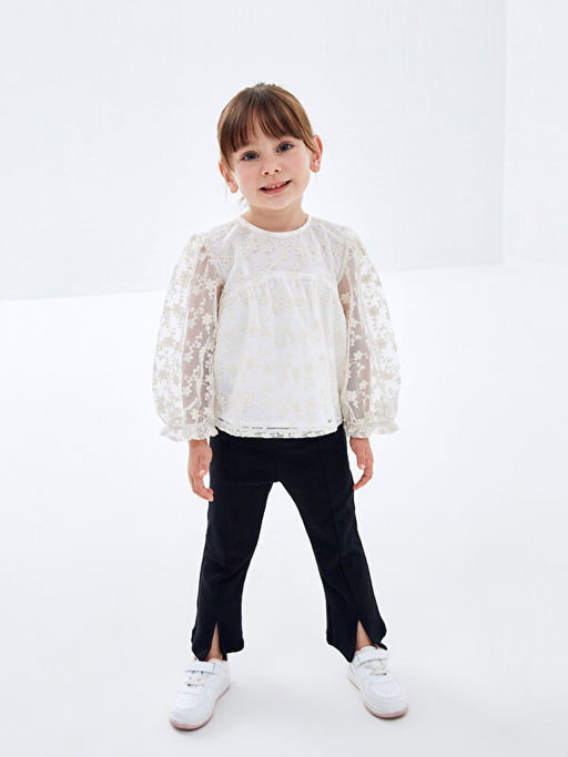 Bisiklet Yaka Uzun Kollu K?z Bebek Bluz ve Tayt Pantolon 2li - Waikiki фото 2