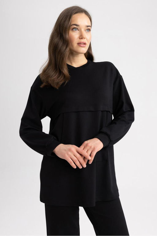 Толстовка-туника с капюшоном Relax Fit - Defacto фото 7