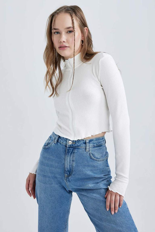 Кардиган приталенного кроя в рубчик с камзолом - Defacto фото 3