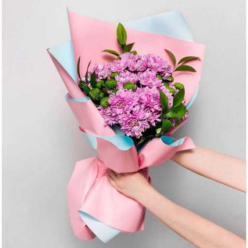 Плёнка для цветов упаковочная пудровая двухсторонняя «Розовый+голубой», 50 мкм, 0.5×9 м