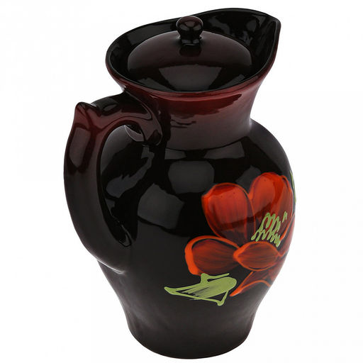 Кувшин керамический "Дачный" 1,4л, д13,5см, h22,5см, "Мак черный", с крышкой (Россия)