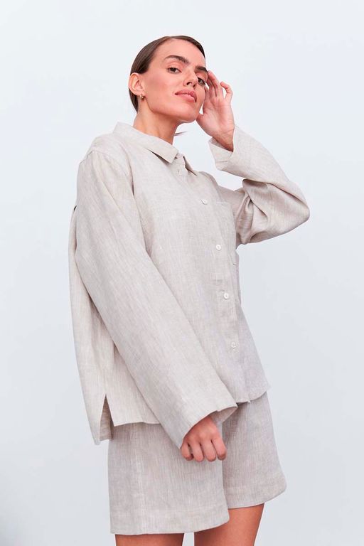 Рубашка короткая S021_LBGE/Светло-бежевый