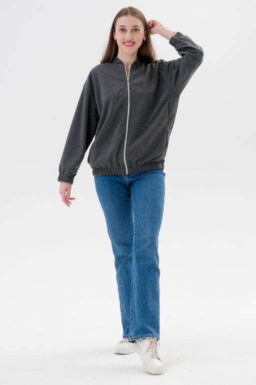 Бомбер из коттон фита антрацит - Амадэль фото 2