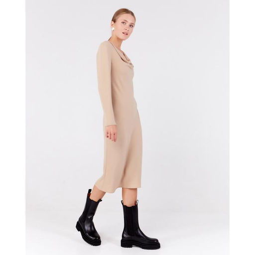 Платье женское миди MINAKU: Green trend, бежевое, размер 44