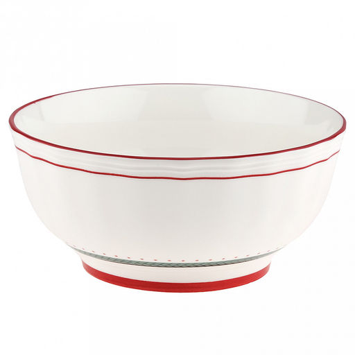 "Карельская брусника" Салатник фарфоровый 1,62л, д20,3см, h9,4см, с деколью, волнистый край, отводка, белый (Китай)