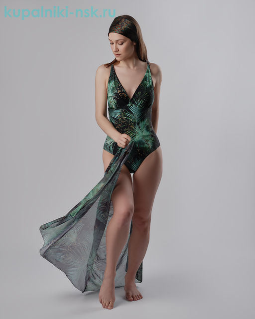 500-1 T Купальник сплошной с юбкой-парео (44-52)