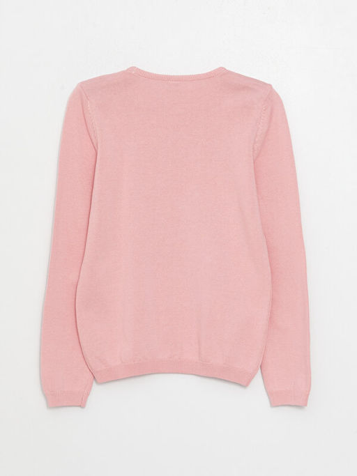 Bisiklet Yaka Bask?l? Uzun Kollu K?z ?ocuk Triko Kazak - Waikiki фото 2